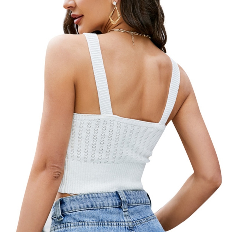 Xiangbao Áo Tanktop Đan Móc Cổ Chữ V Thời Trang Mùa Hè Cho Nữ