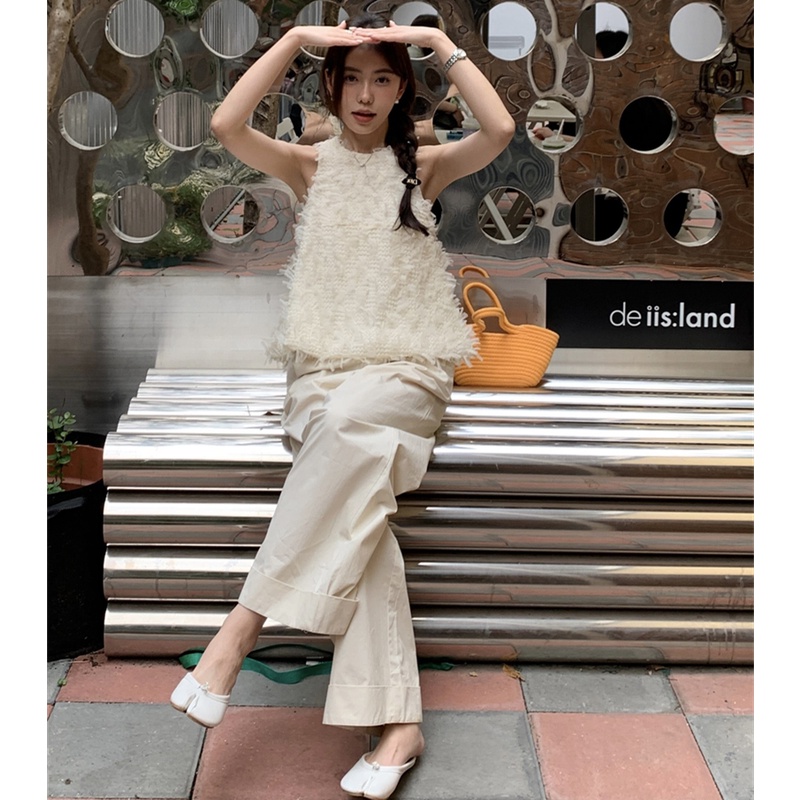 Áo Sát Nách Dáng Rộng Phối Ren Tua Rua Thời Trang Mùa Hè Cho Nữ