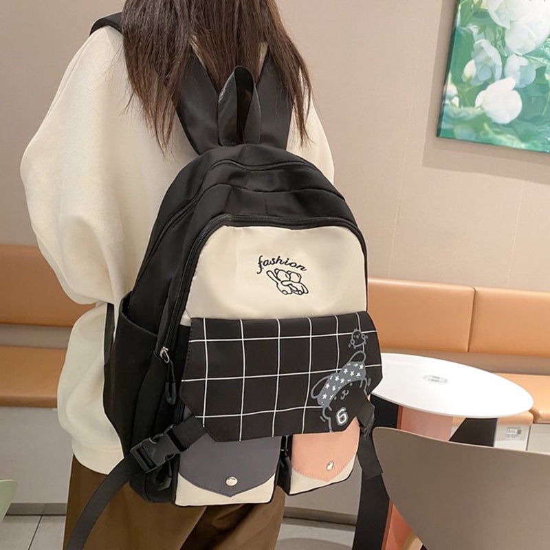 IELGY Large Capacity Japanese Color-block Backpack Girls' High-value Girls' Schoolbag College-style Backpack
