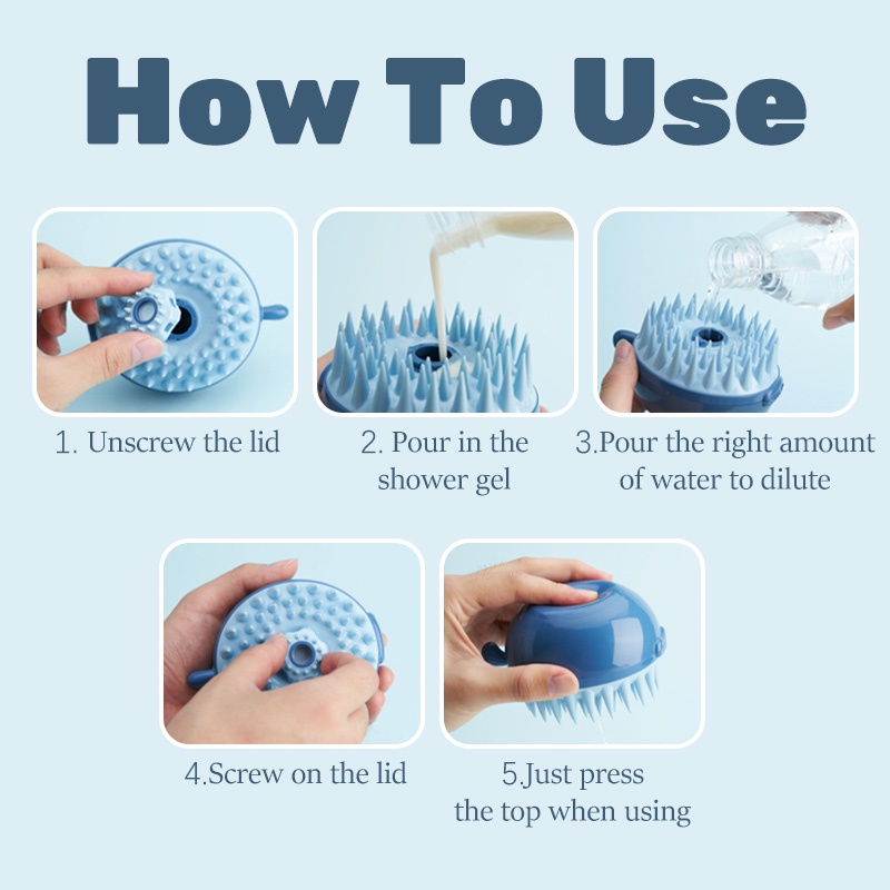 HamshMoc Lược Silicone Mềm Chải Lông Tắm Massage Cho Chó Mèo