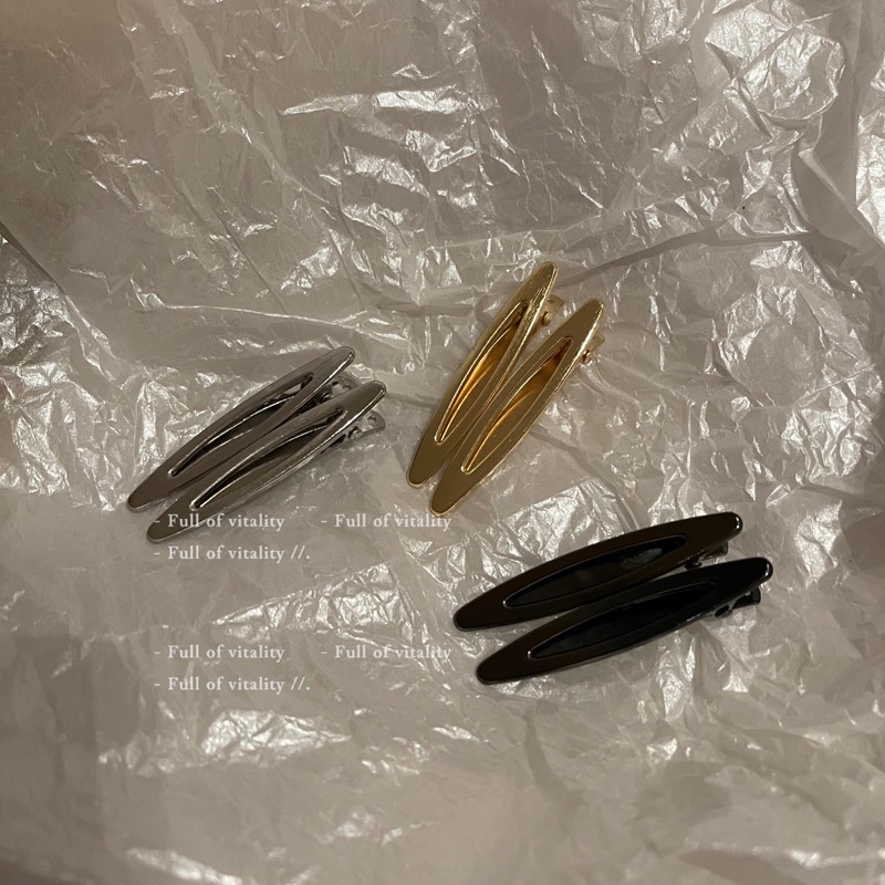 Kẹp Tóc Mái Một Bên Bằng Kim Loại Màu Đen Phong Cách Cho Nữ