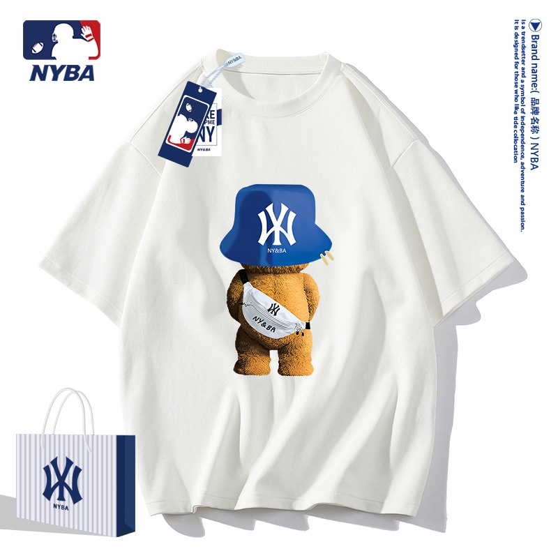 Áo Thun cotton Tay Ngắn Cổ Tròn Dáng Rộng In Chữ NY NY Cá Tính Hợp Thời Trang Cho Nam