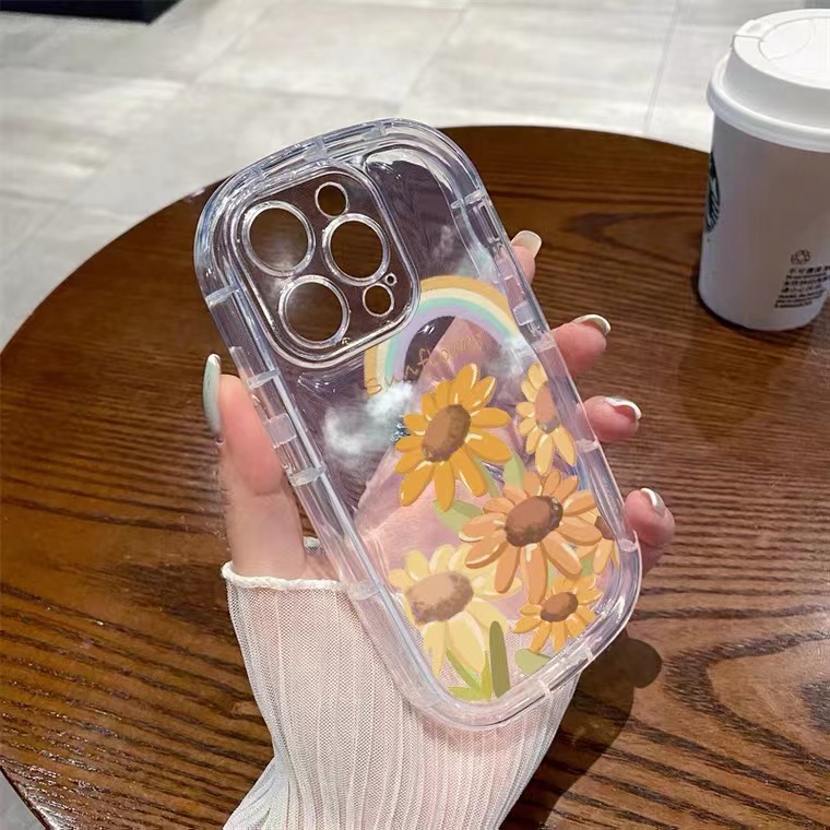 Ốp Điện Thoại Silicone Mềm Trong Suốt Chống Sốc In Hình Hoa Hướng Dương Cho IPhone 14 Pro Max 13 12 11 Plus XS X XR 8 + 7 Plus