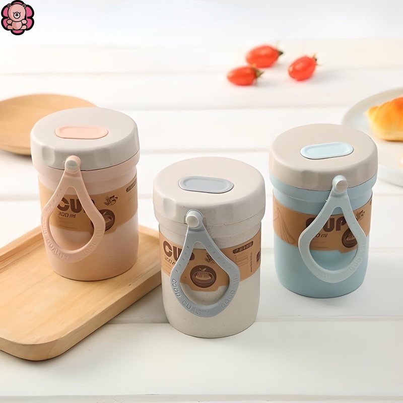 Hộp cơm 300ml Bằng Chất Liệu Rơm Lúa Mì Tiện Dụng Dùng Trong Trường Học / Văn Phòng