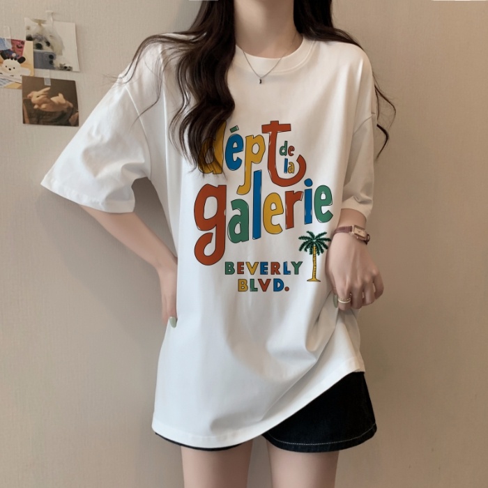 Áo Thun Ngắn Tay Dáng Rộng In Chữ Cá Tính Theo Phong Cách Mùa Hè Dành
