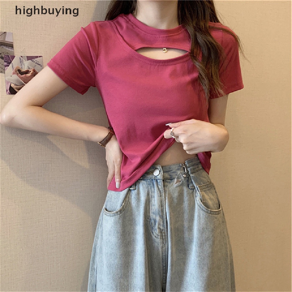 Áo Thun Tay Ngắn Cổ Tròn Màu Sắc Đơn Giản Cho Nữ