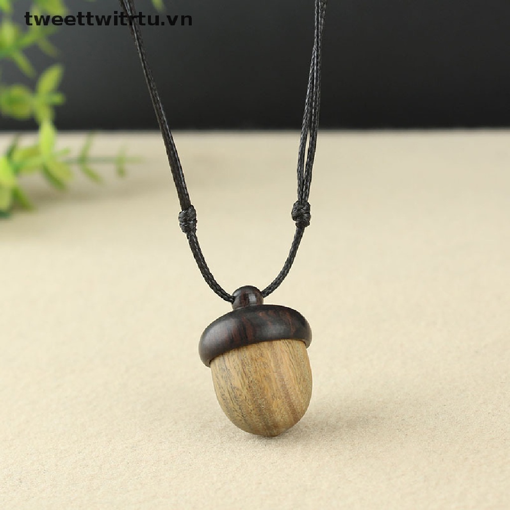 Trwitu Vòng cổ Gỗ Mun Dáng Dài Mặt Hình Quả Bắp Ngô Cổ Điển Có Thể Tháo Rời