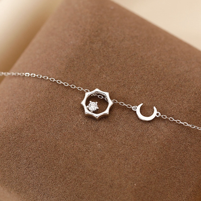 Vòng cổ Bạc 925 Mặt Hình Mặt Trăng Ngôi Sao Lấp Lánh Thời Trang Cho Nữ