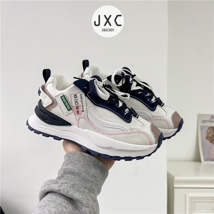 Giày Thể Thao Mũi Tròn Cột Dây Thoáng Khí Trọng Lượng Nhẹ Thời Trang Ulzzang