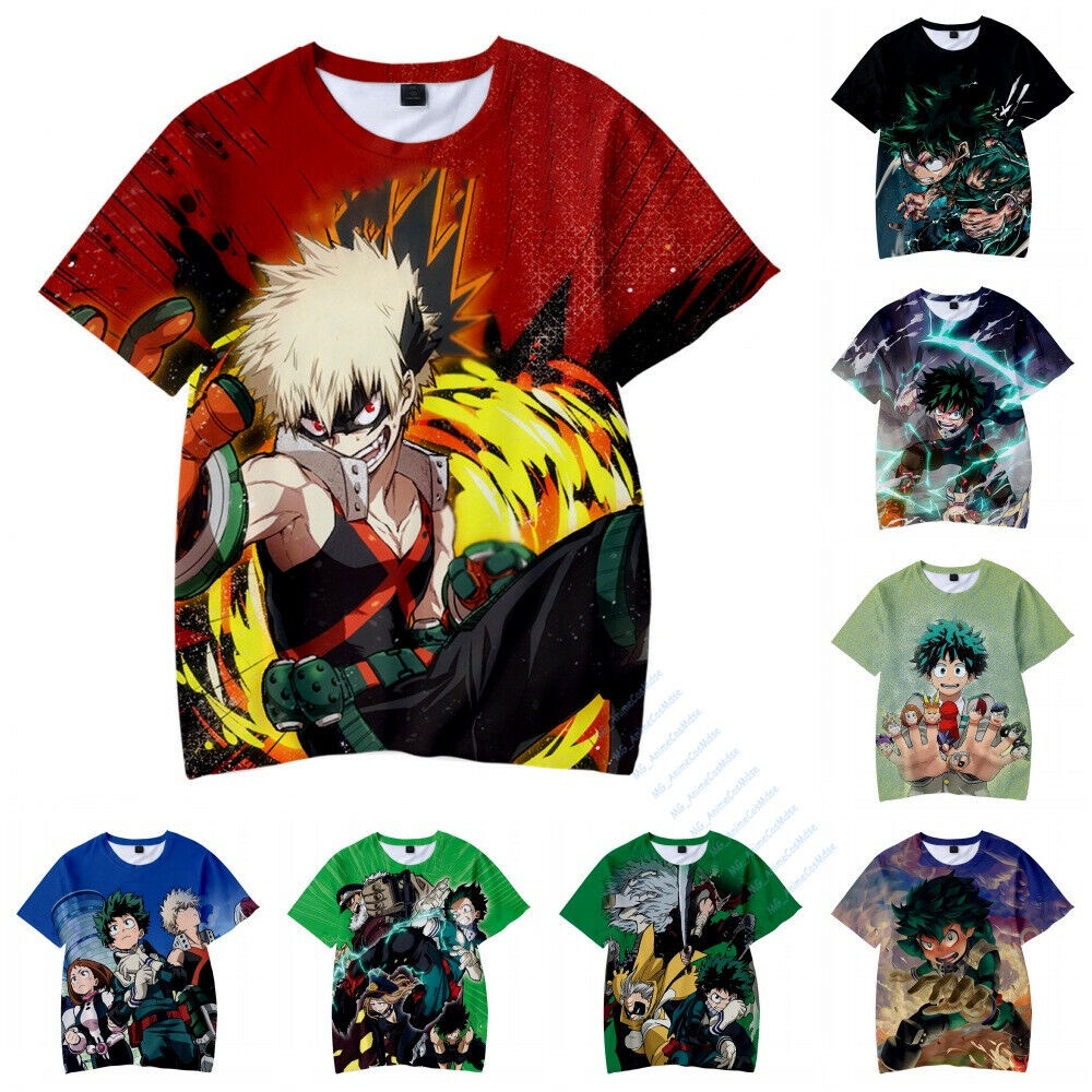 Áo Thun In Họa Tiết Anime My Hero Academia Deku Bakugou Cỡ Lớn Cho Người Lớn