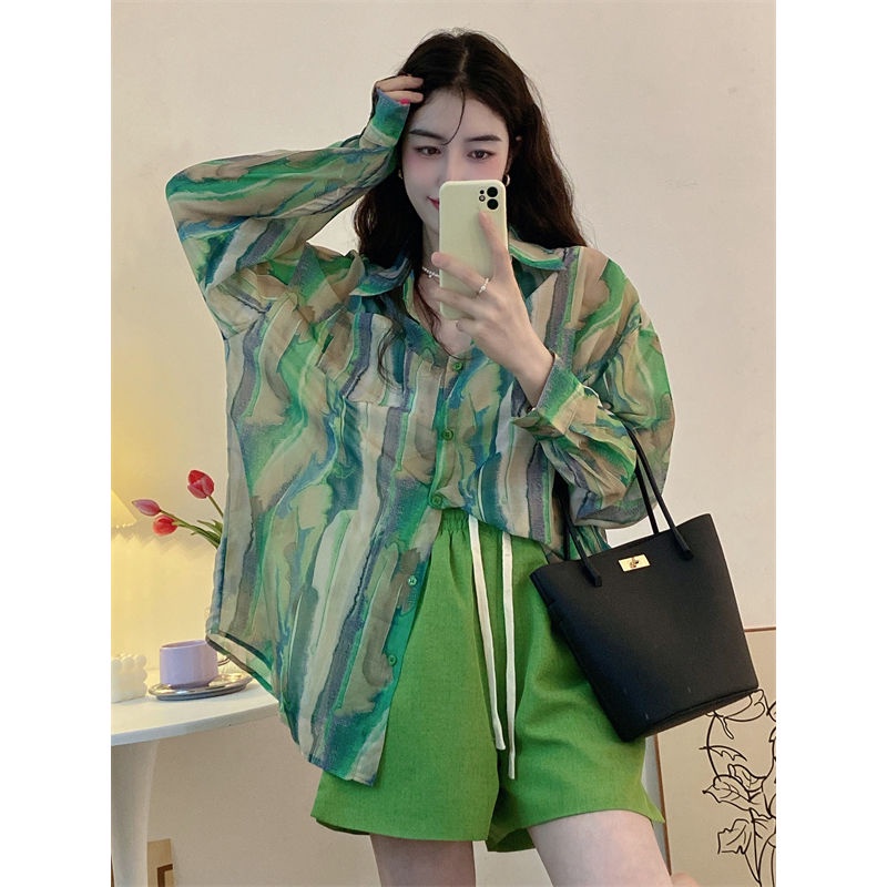 Jiashucheng Áo Sơ Mi Tay Dài Nhuộm Màu Chống Nắng Phong Cách Thời Trang Mùa Thu Mới 2023