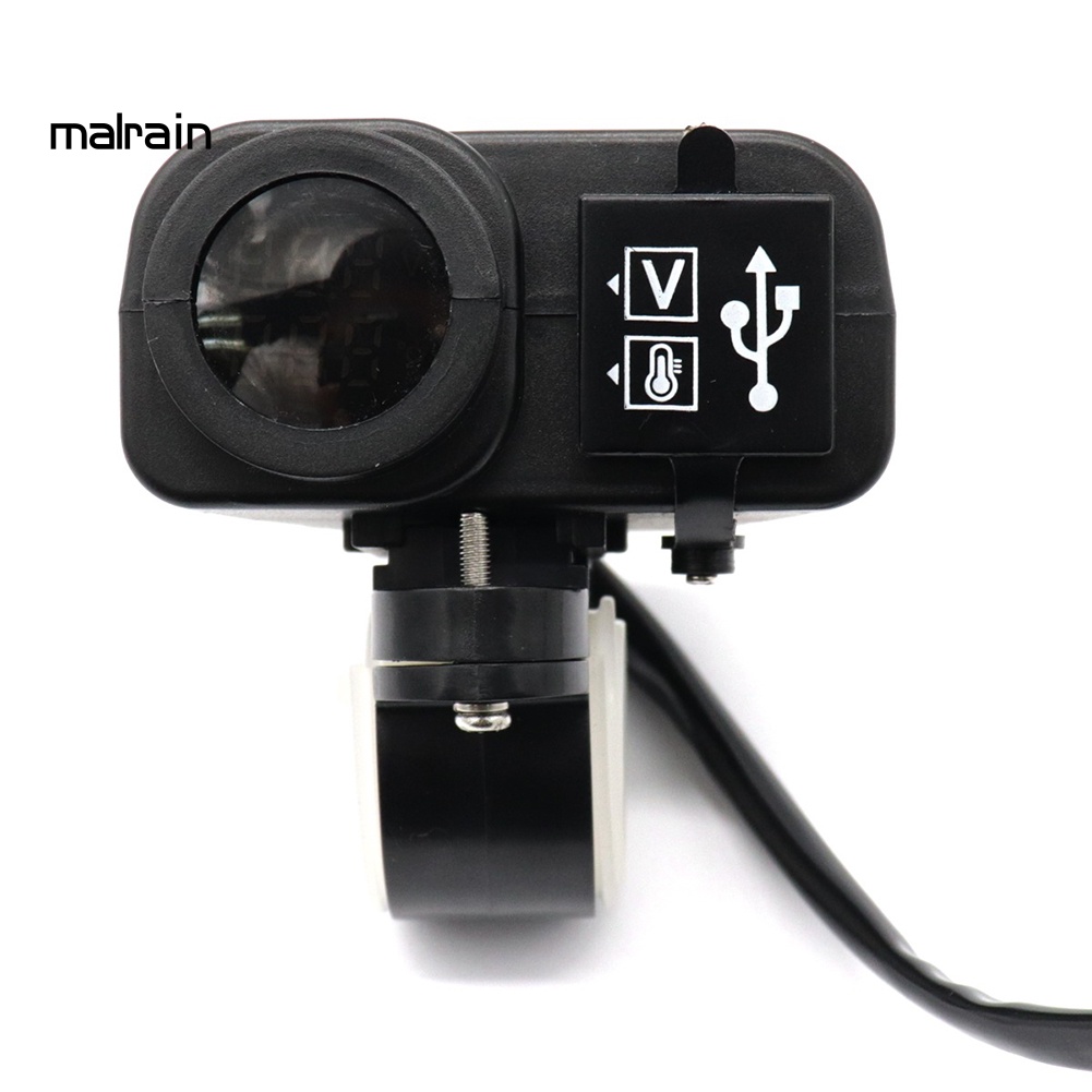 Vôn Kế Kỹ Thuật Số Hai Cổng USB Có Màn Hình Hiển Thị Cho Điện Thoại Di Động Xe Máy