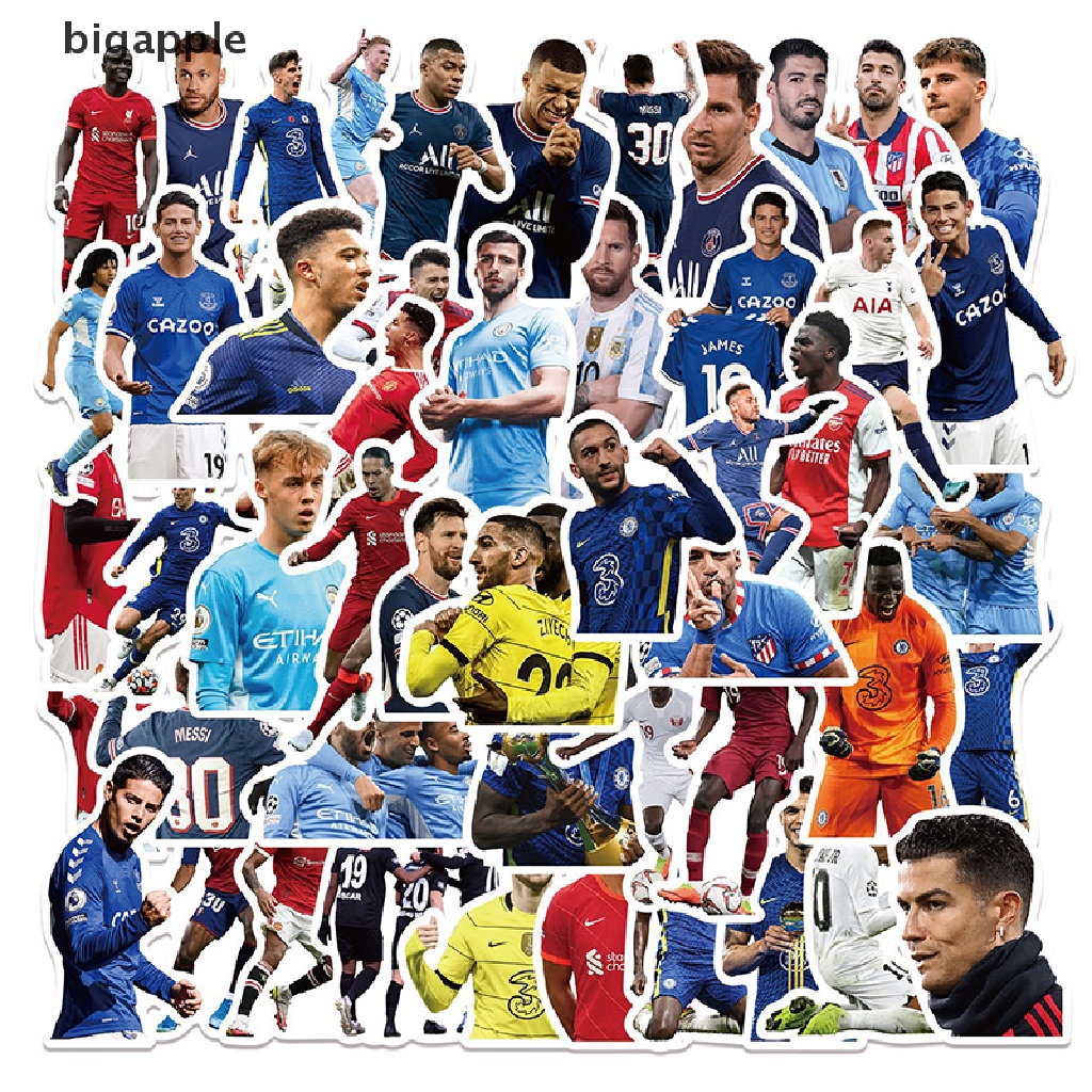 Set 50 Đề Can Dán Trang Trí Va Li / Laptop / Guitar Hình Ngôi Sao Bóng Đá Phong Cách Graffiti