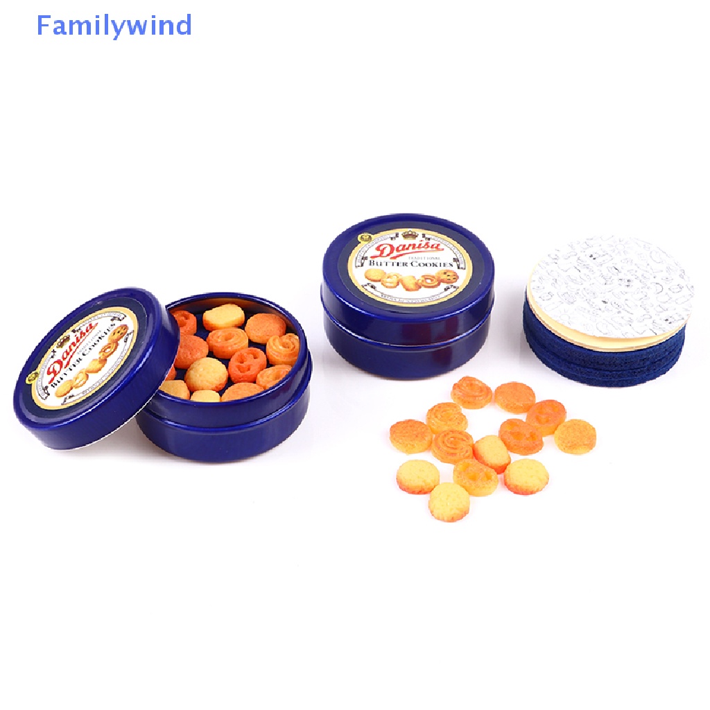 1 Hộp Thiếc Đựng Bánh Quy Màu Xanh Dương Tỉ Lệ 1 / 12 Trang Trí Nhà Búp Bê