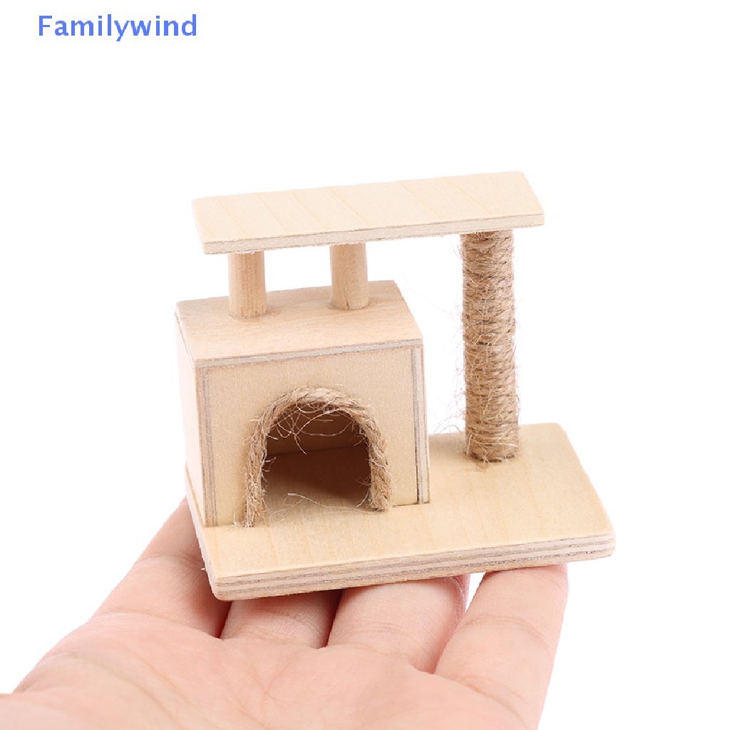 Mô Hình Chú Mèo Leo Trèo Bằng Gỗ Tỉ Lệ 1: 12 Trang Trí Nhà Búp Bê