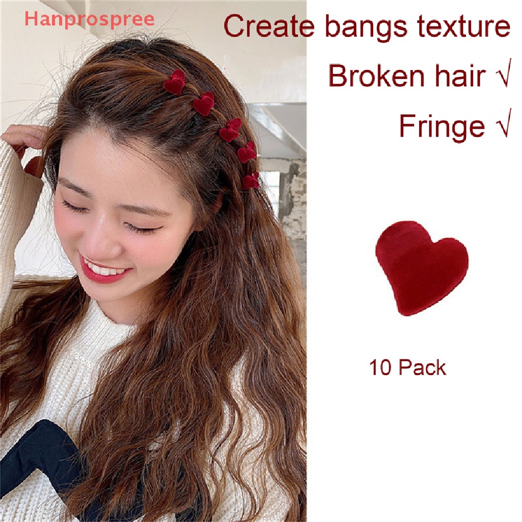 Set 10 Kẹp Tóc Hình Trái Tim / Thỏ Bằng Nhung Xinh Xắn