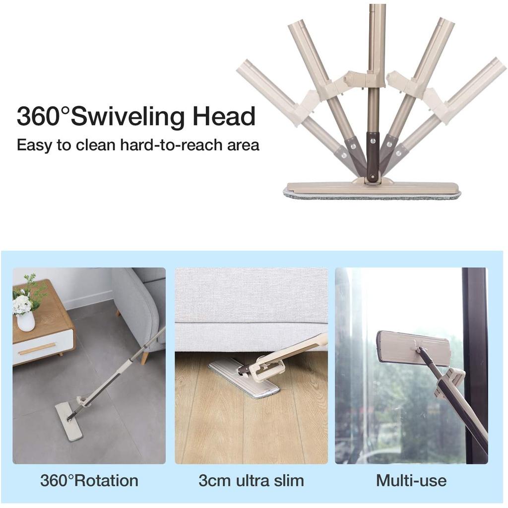 Chổi lau nhà tự vắt và cọ trần - tường - kính đầu Chữ Nhật xoay 360 độ (chưa bao gồm thùng) mã 70068