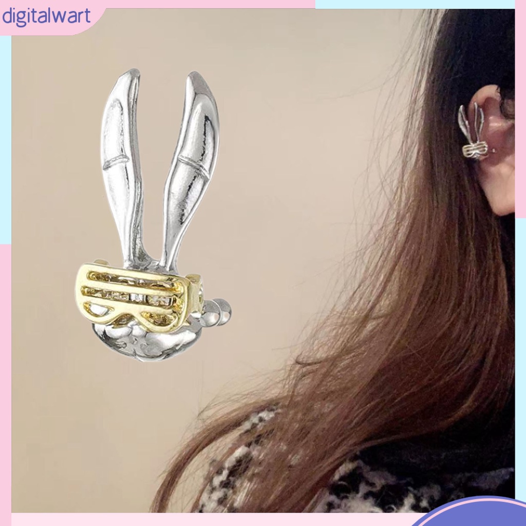 1 Đôi Khuyên Tai Kẹp Vành Tai / Kính Mát Hình Thỏ Phong Cách Punk Hiphop Cá Tính Thời Trang