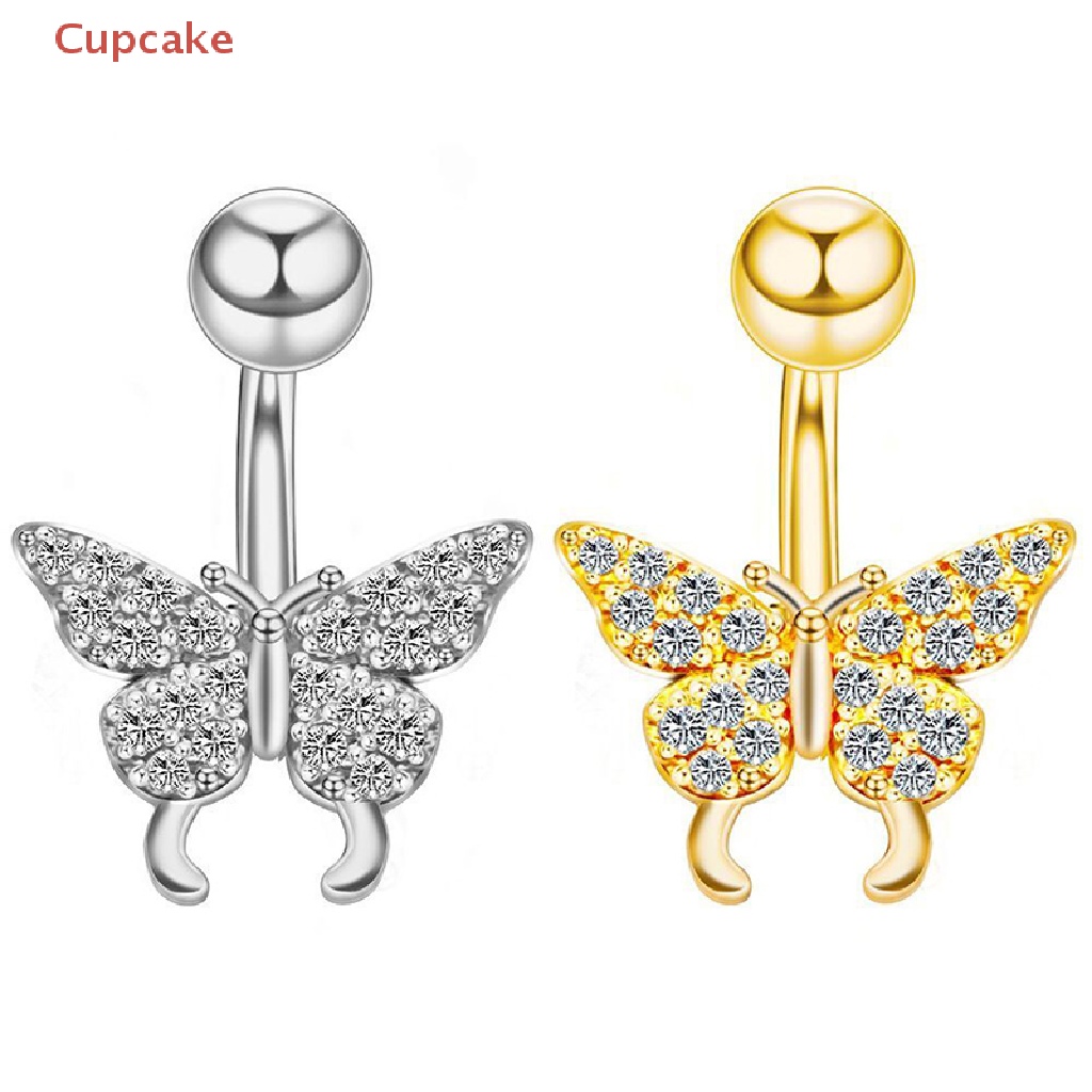 Khuyên Rốn Bằng Thép Không Gỉ Đính Đá Zircon Hình Bướm Chất Lượng Cao Quyến Rũ Thời Trang ERW