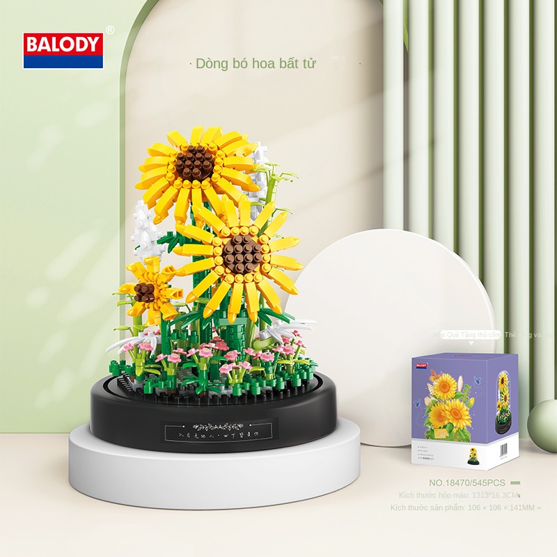 Bộ Đồ Chơi Lắp Ráp Chậu Hoa Để Bàn Trang Trí Dành Cho Bé Gái