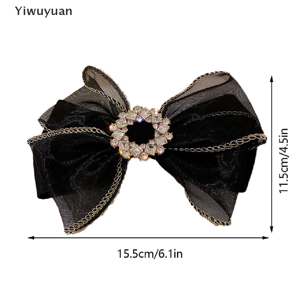 &lt; Yiwuyuan &gt; Kẹp Tóc Hình Nơ Đính Đá Organza Thời Trang Cá Tính Hàng Đầu Đang Giảm Giá