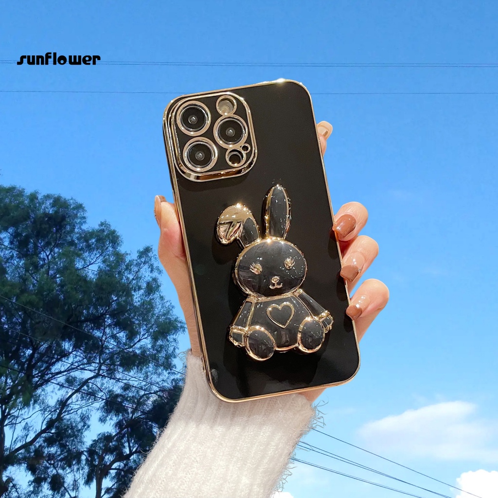 Ốp Điện Thoại Hấp Thụ Sốc Chống Mòn Bảo Vệ Toàn Diện In Họa Tiết Thỏ Có Giá Đỡ Cho Iphone 14 Pro / 14 Pro Max