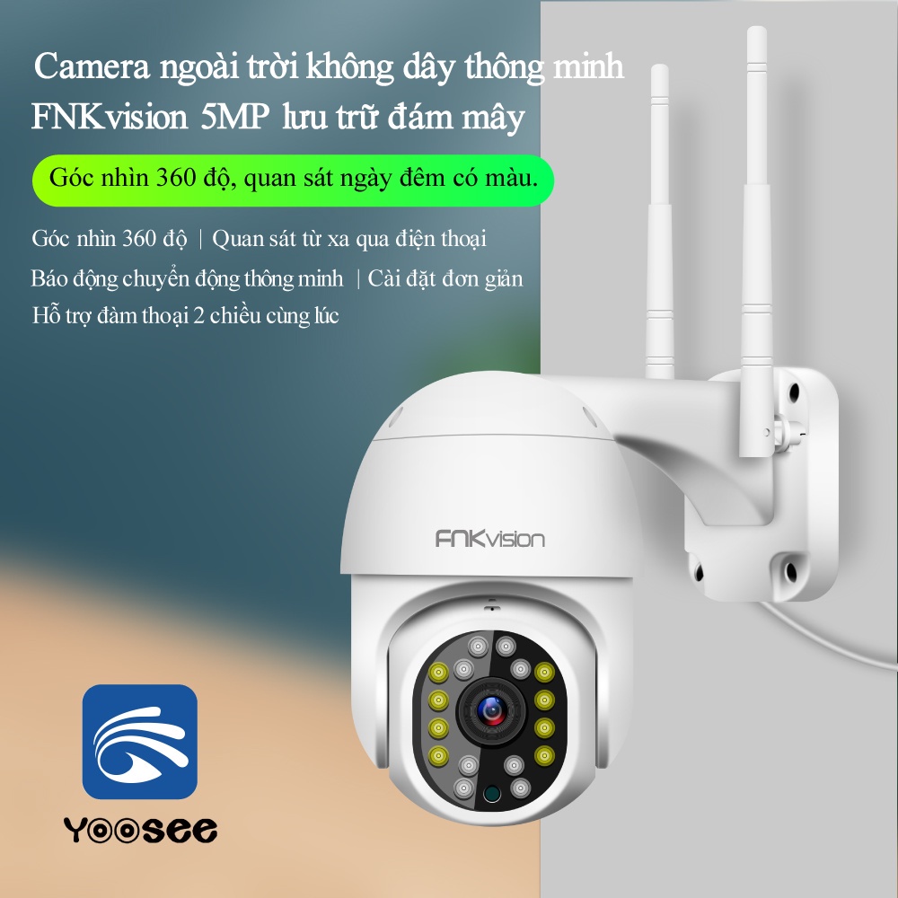 Camera wifi ngoài trời YooSee Full HD D16  5MP 16 Led Ban Đêm  PTZ MINI Xoay 360° Chống Nước bảo hành 36 tháng