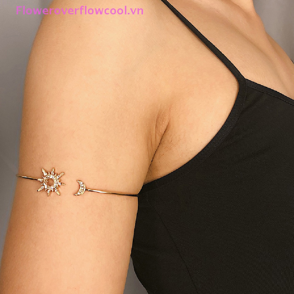 Vòng Đeo Bắp Tay Hình Ngôi Sao Mặt Trăng Đính Đá Zircon Đơn Giản
