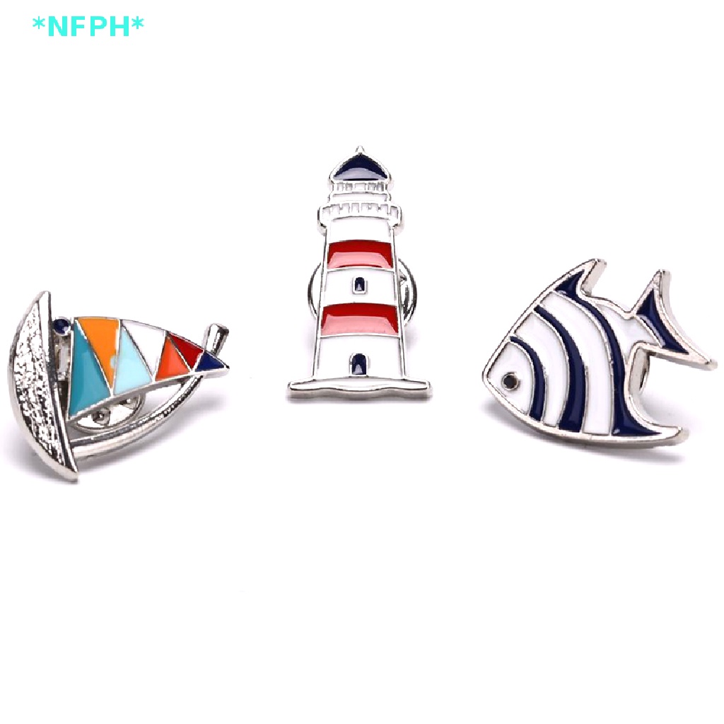 Nfph &gt; Ghim Cài Áo Hình Thuyền Buồm Cá Thủy Thủ Mặt Trăng Tráng Men Thời Trang Mới