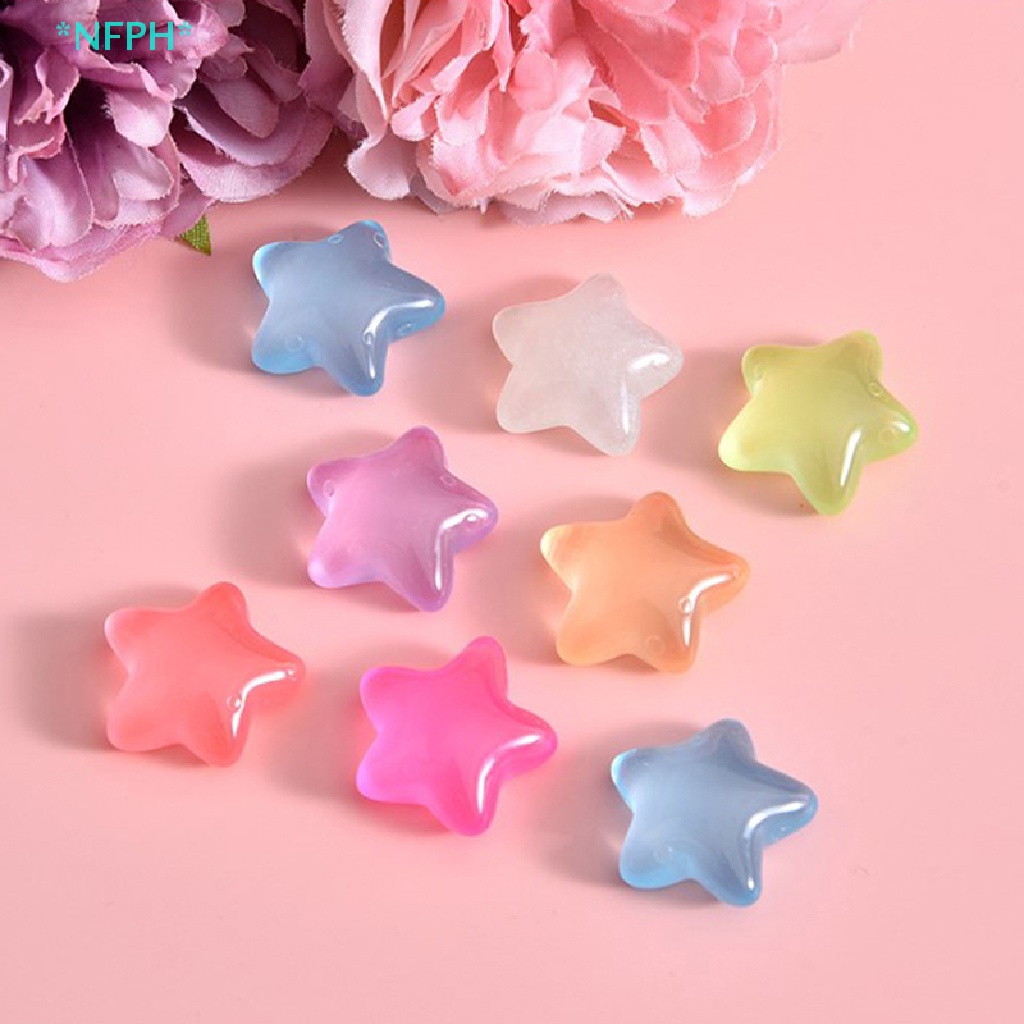 Nfph > Set 10 Phụ Kiện Băng Đô Cài Tóc / Tủ Lạnh Bằng resin Họa Tiết Sao Biển Màu Dạ Quang diy Mới