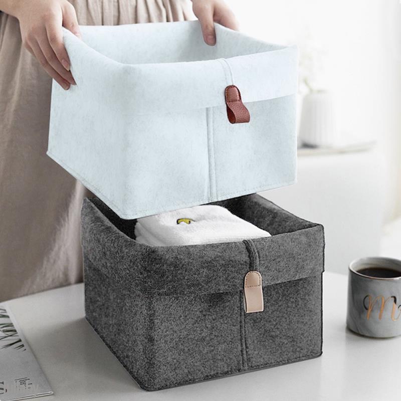 1 Giỏ Đựng Đồ Dùng Bằng Nỉ Màu Xám Đen Phong Cách Bắc Âu Tiện Dụng Cho Phòng Khách / Phòng Ngủ