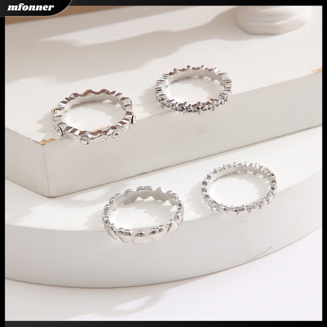 Set 4 Nhẫn Đeo Khớp Ngón Tay Thiết Kế Đa Dạng, Thời Trang