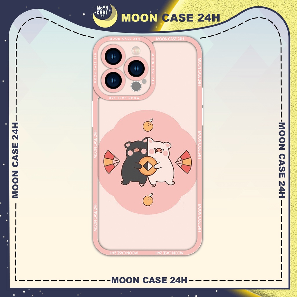 Ốp lưng iphone MOON CASE 24H Họa Tiết Heo Đen Trắng ip 8/x/xs/xsmax/11/12/13/14pro/plus/promax