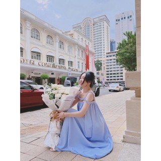 Đầm lụa trơn dây chun    