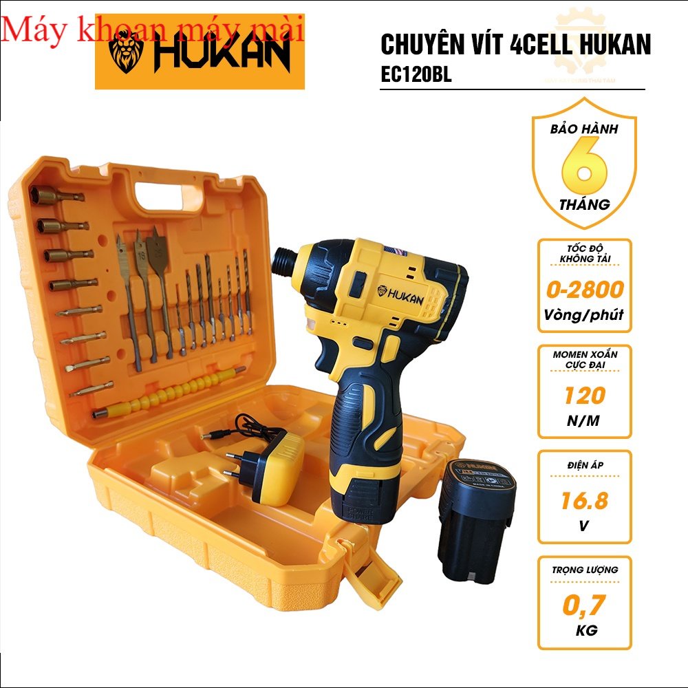 Máy chuyên vít dùng pin HUKAN EC120BL không chổi than chân pin phổ thông chính hãng GÁI TỐT đồ pin sài gòn