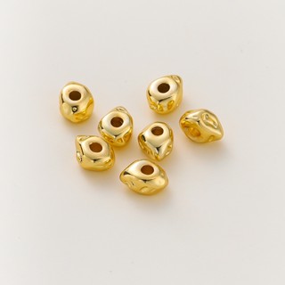Set 10 Hạt Xỏ Lỗ Bằng Đá 4 * 6 * 7mm Mạ Vàng 18k Không Gây Dị Ứng Dùng Làm Vòng Tay / Dây Chuyền