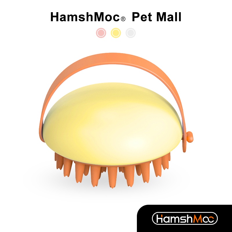 HamshMoc Bàn Chải Tắm Massage Cho Thú Cưng Bằng Silicon Mềm Kèm Tay Cầm Dài Tiện Dụng