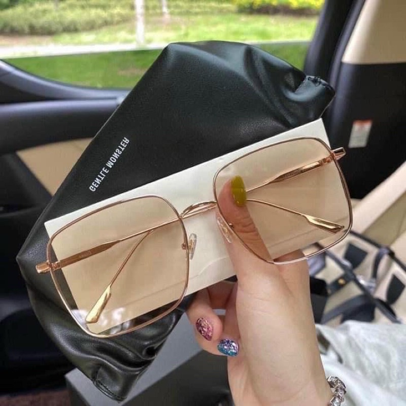 Kính Hiệu Vuông Dio Màu Nâu Tây Gọng Kim Loại hot 2023