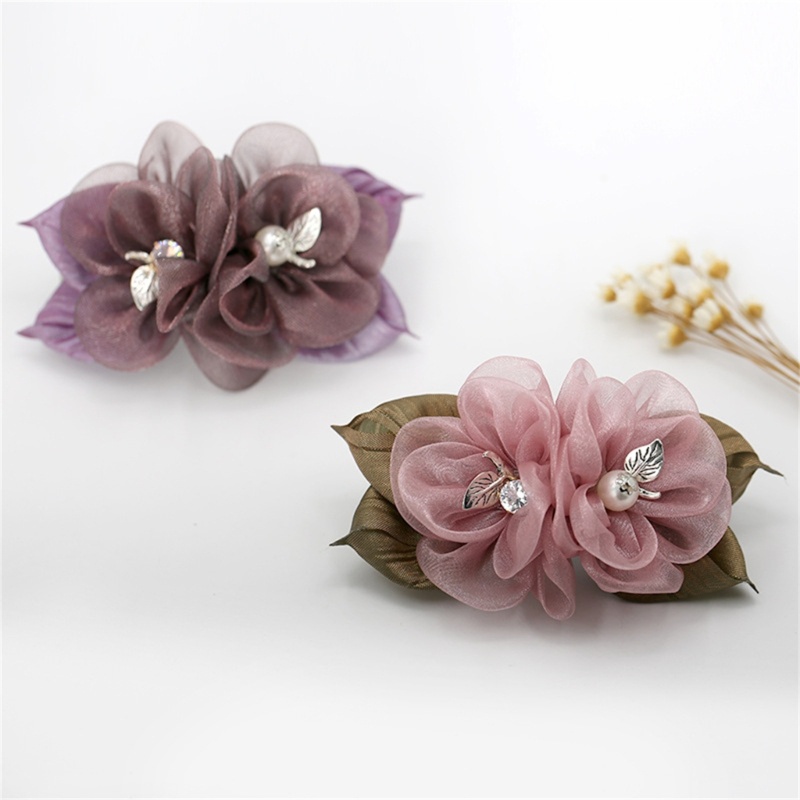 Kẹp Tóc Vải Tuyn Đính Hoa Xinh Xắn Cho Nữ