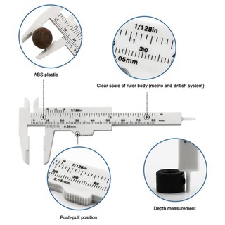 0-80mm Double Scale Plastic Vernier Caliper Mini Ruler Measurement Tool sunnyfun