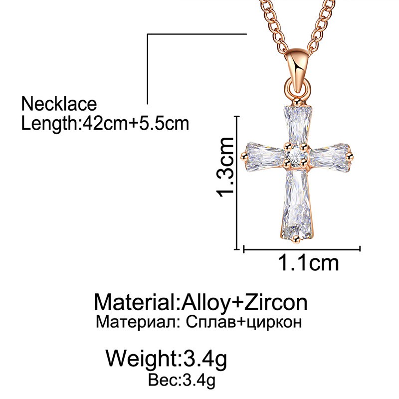 Dây Chuyền Thép Không Gỉ Mặt Thánh Giá Đính Đá Zircon Đen