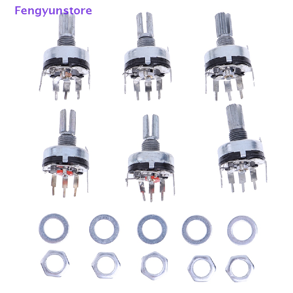 Set 5 Chiết Áp RV17 Có Công Tắc 15mm 5Pin B1K 2K 5K 10K 20K 50K