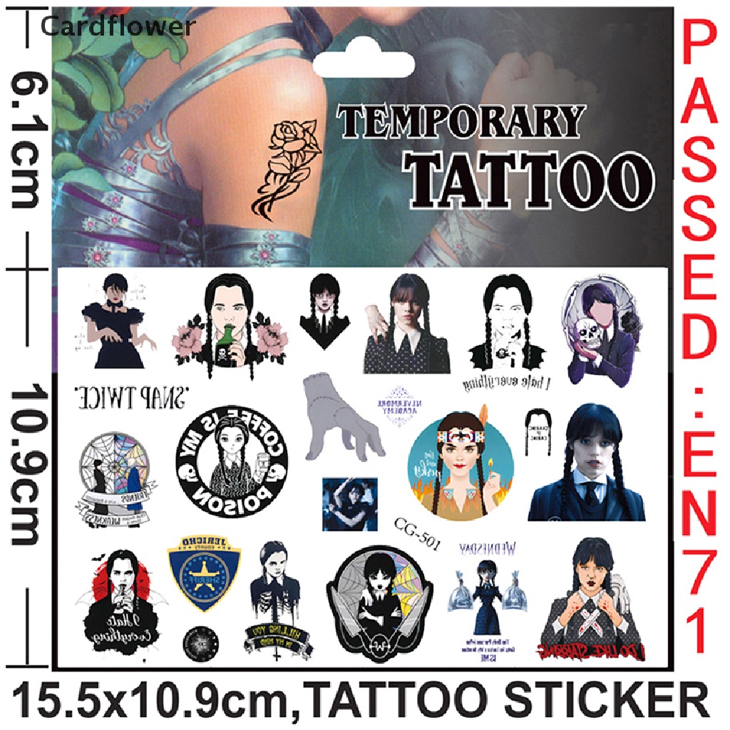 1 Tờ Sticker Addams Dán Điện Thoại Laptop Hình TV Kinh Dị Mỹ