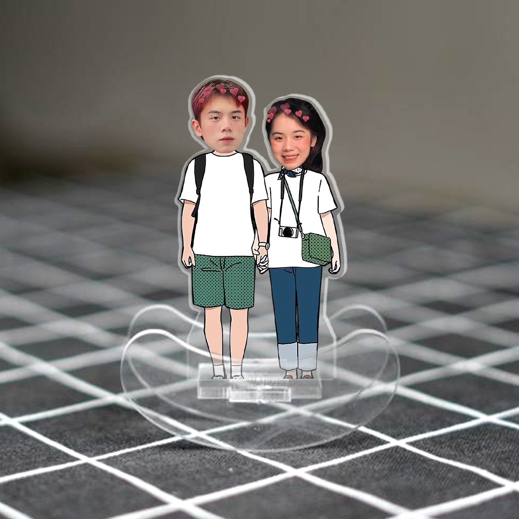 Standee lắc lư cặp đôi in theo yêu cầu chibi đáng yêu quà tặng cho người yêu, người thân, bạn bè
