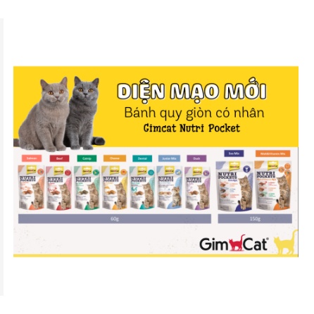 GimCat Nutri Pocket - Bánh quy giòn có nhân vị cỏ mèo  bổ sung 12 vitamin thiết yếu dành cho mèo