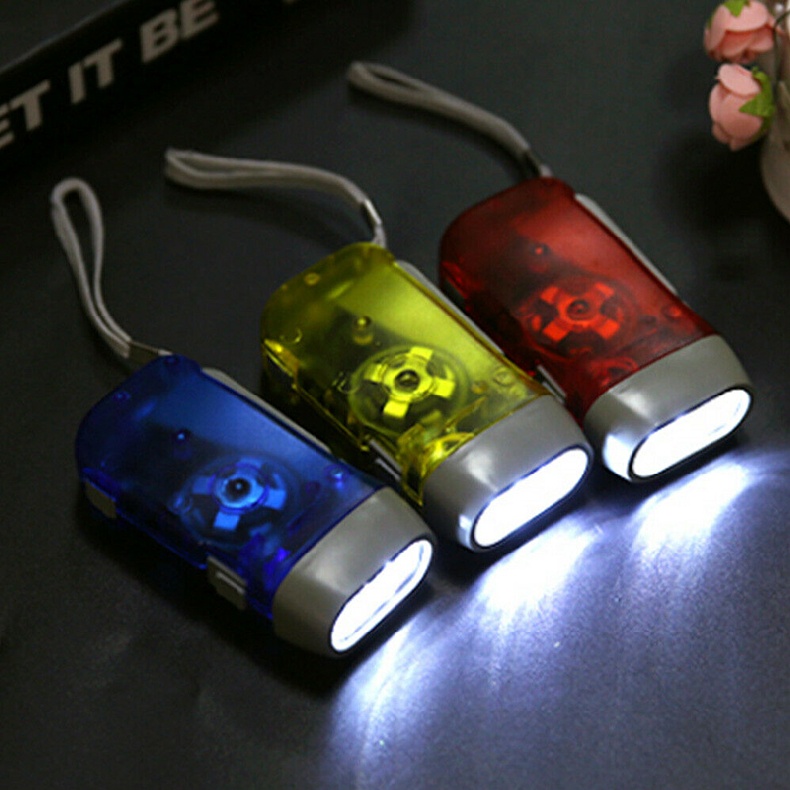 Dharma New 3 LED Torch Light Hand Press Wind Up Flashlight Crank Dynamo Camping Lamp