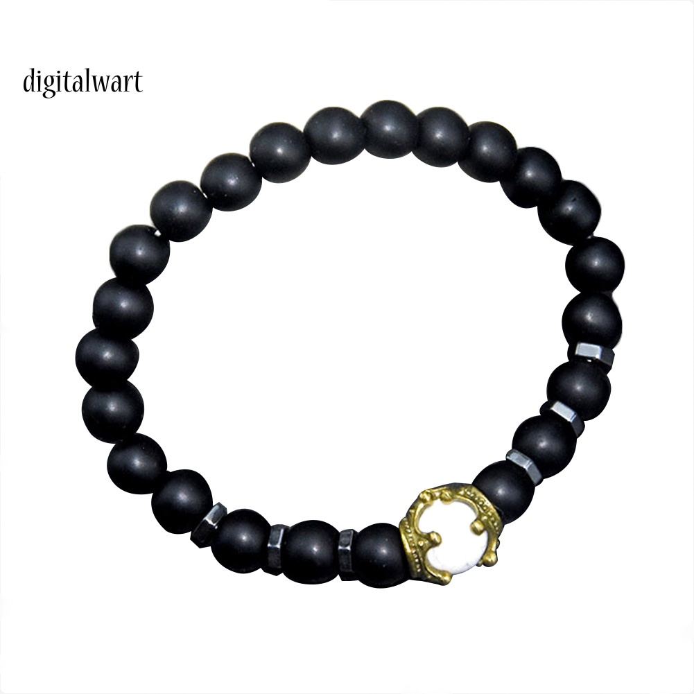 Kỹ Thuật Số| Vòng Tay Chuỗi Hạt Đá Tự Nhiên Hình Vương Miện Thời Trang Cho Nam