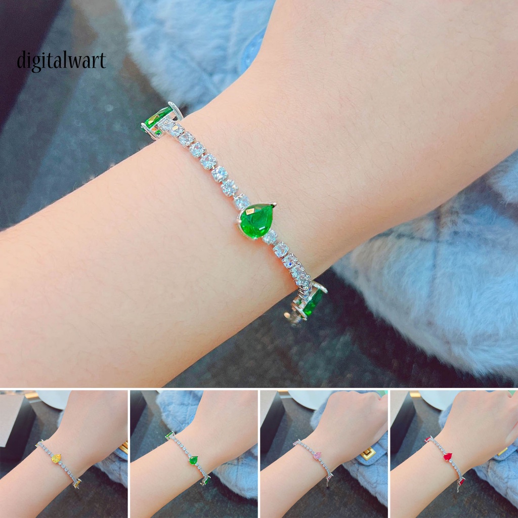 Kỹ Thuật Số| Vòng Tay Cô Dâu Đính Đá Zircon Hình Giọt Nước Có Thể Điều Chỉnh Kích Thước