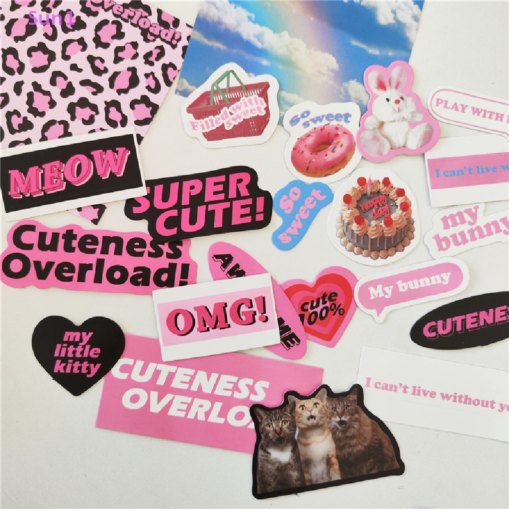 Set 1 &gt; 11 Nhãn Dán Trang Trí Nhật Ký Hình Thỏ Mèo Dễ Thương
