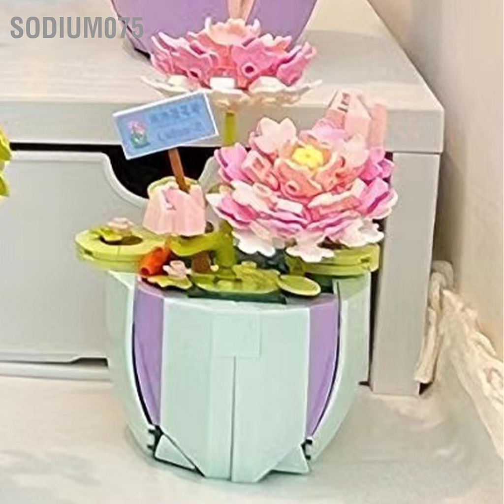 Sodium075 Building Block Pot Plant Giáo dục giống như thật Đầy màu sắc Cây cảnh hoa đẹp cho trẻ em Người lớn